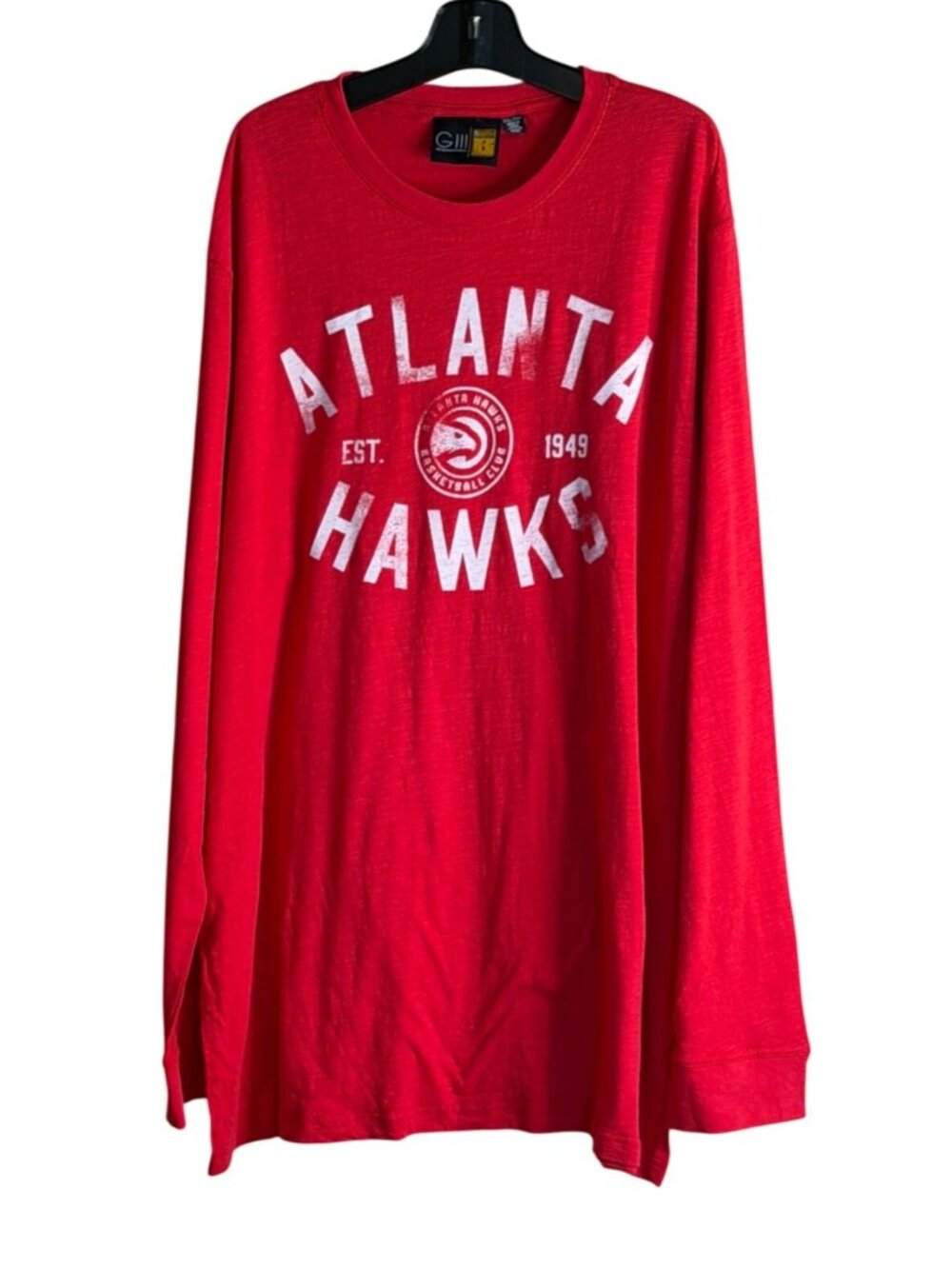 GIII Sports by Carl Banks Men's Atlanta Hawks Long Sleeve Shirt Red Size 5XL NWT